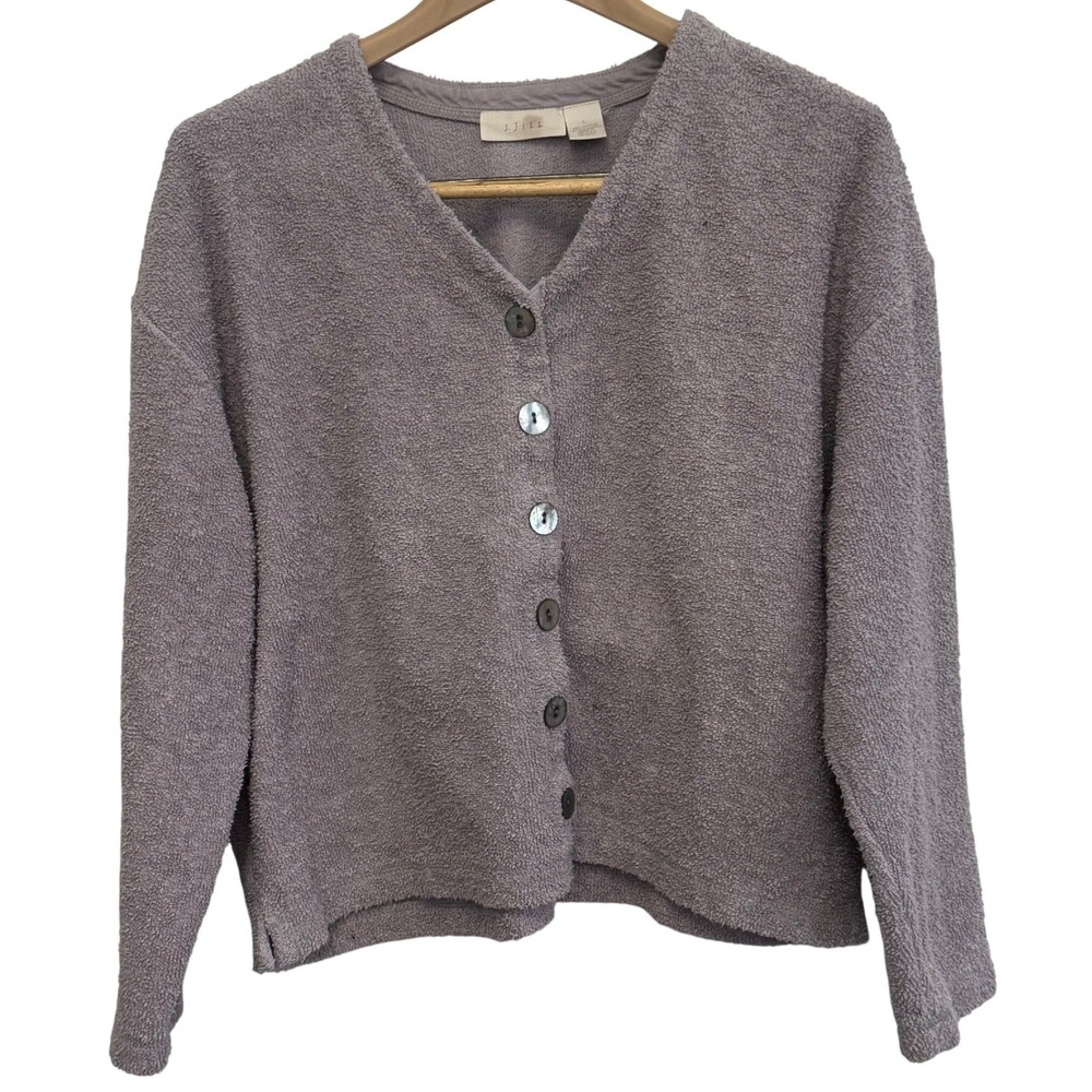 J Jill Cozy Knit Cardigan Purple Button Front‎ Cardigan  Size L